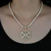 Choker Gold Silver Color Snowflake Pendant Necklace 5mm Tennis Micro Pave Iced Out Cubic Zirconia Hip Hop Fashion Jewelry
