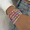 Brin DIEZI Bohème Ethnique Doux Argile Imitation Perle Fleur Bracelet Ensembles Pour Femmes Multicouche Multicolore Perles