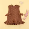 Pullover Baby Girl Fashion Bow Solid Sweater Vest 6m-3y Enfant pour enfant en bas âge printemps