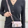 Crossbody strap litchee spannmål kuvert vogue telefonfodral för iPhone 14 13 12 11 pro max hållbar justerbar lanyard kort slot fast läder plånbok baksock stockbeständig