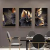 Stitch triptyque noir Golden Plant Leaf Home Decor Résumé Mur art diamant peinture nordique salon décoration Image