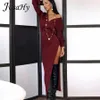 Klänningar jusahy elegant solid maxi klänning för kvinnor mode långa ärmar vneck hög sida slits smal klänning avslappnad streetwear mujer vestidos