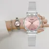 Wristwatches Fashion Women Watch 2023 Brand Silver Dial Luxury Ladies Wristwatch Mesh Female Clock Relogio Mujer