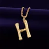 Pendant Necklaces Fashion Gold Colour Metal Bamboo 26 Letter Alphabet A-Z Minimalist Initial Necklace Rope Chain Jewelry Accessories Gift