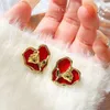 Stud Earrings Vintage Fashion Trend Heart Shape For Women Sweet Girls Cute Love Dangle Drop Brincos Jewelry Accessories