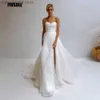 Sukienki imprezowe FivSole bez ramiączek sukienki ślubne 2021 Biała długość podłogi plis zipper z tyłu organza linijka mostowa sukienki vestido de noiva t230502