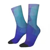 Chaussettes pour hommes Hip Hop rétro géométrique dégradé bleu violet vert rose fou hommes unisexe Design Art Harajuku sans couture imprimé ras du cou chaussette