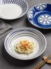 Yemek takımı setleri 4pcs/set Japon el boyalı akşam yemeği derin tabaklar altında sırf seramik servis yemekleri mutfak erişte salata atıştırmalık kaseler