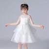 Girl Dresses Summer White Pink Blue Lace Kids Junior Princess Flower Girls Dress Birthday Wedding Party Gown For 3-12 Year Old