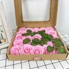 Fleurs décoratives 25 pièces Roses en mousse artificielle avec tiges et feuilles bricolage Bouquet de mariage saint valentin fleur boîte-cadeau fournitures