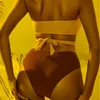 Женские купальные костюмы Zaful Ribbed Criss Cross Wrap Crowky Halter Bikini Mix и сочетаются с двумя частями 2023