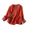 Женский Polos Tang Suit женский китайский традиционный костюм винтажный топ топ с длинным рукавом топы Hanfu Ladies Summer Chinoiserie Blouse