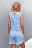 Women's Tracksuits Elegant Women Sleeveless Shorts 2-Piece Suit For Summer 2023 Casual O-neck Plaid Vest Ruffle Set Clothing