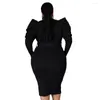 Casual klänningar svart färg höftlyft bodycon kväll 4xl plus size kvinnors sehe mode midi robess kvinnor elegant för