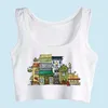 Kobiety damskie Boho Crop Top Cartoon Town House zabawne białe niestandardowe topy Y2K Tops Women Blusas Mujer de Moda 2023 Verano Gym Tank Kobiety