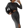 Work Dresses Banquet Women Outfits Ladies Elegant Cocktail Party Suits 2023 Fashion O-Neck Blouse Top Slim Sexy Skirt Two Piece Set