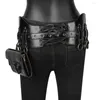 Waist Bags Steampunk Vintage Pu Waistpack Viking Warrior Wide Belt Outdoor Versatile Bag Role Play Clothing LARP Accessories