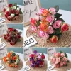Couronnes De Fleurs Décoratives 21 Têtes 1 Bouquet Artificielle Rose Pivoine Thé Automne Soie Faux Pour DIY Vivid Salon Maison Fête De Mariage Déco