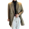 Hommes costumes 2023 automne hiver haute qualité jeunesse mode décontracté Long britannique épais costume veste Double boutonnage laine manteau