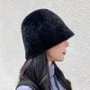 Berretti Fashion Brand Style Women's Winter Warm Bucket Hats Female Outdoor Faux Fur Fisherman Caps