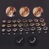 Personnalité créative zircon cubique Huggie boucles d'oreilles créoles pentagramme étoile goutte d'eau oreille os anneau Mini bouton d'oreille rond femme 14k or pour les femmes bijoux de perforation