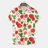 Camisas casuais masculinas B Botão de camisa do colar de colarinho curto Spring Spring Summer Summer Pesh Neck 3D Moda impressa Blusa Top