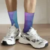 Chaussettes pour hommes Hip Hop rétro géométrique dégradé bleu violet vert rose fou hommes unisexe Design Art Harajuku sans couture imprimé ras du cou chaussette