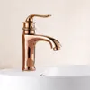 Grifos de lavabo de baño de alta calidad de lujo al por menor rosa dorado cobre antiguo latón torneira y grifos fríos RS301