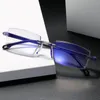 Solglasögon läser glasögon män kvinnor rimless anti blått ljus bifokal långt nära förstoring glasögon presbyopic 0- 400