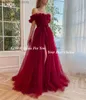 Robes de soirée élégantes robes de bal formelles rouges fleurs 3D hors épaule robe de soirée en tulle fente latérale A-ligne robes de soirée de remise des diplômes 2023 T230502