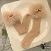 Femmes chaussettes thermique plume hiver mi-tube chaud moelleux mi-mollet noël pour intérieur sol maison pantoufles