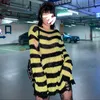 Women's Sweaters Sweater Gothic Punk Striped Knitted Loose Hollow Long Pullover Harajuku Chic Street Clothing Y2k