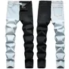 Mäns jeans vår och hösten 2023 Mäns skarvad modetrend Elastic Slim Fit Denim Pants Blue White Red Street Wear