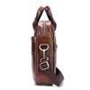 Borda de pasta 2023 Borda de couro genuíno masculino Office masculino Office Vintage Casual 15 polegadas Bolsas de laptop Duas cores disponíveis Bolsas de ombro disponíveis