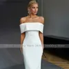 Sukienki imprezowe Midi Wedding Suknia Prosta Off the Rame Pery/Kolumna Suknia ślubna dla kobiet 2023 Bride Back Back Bridal Recept Sukienka T230502