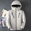 Men's Down Design Men Winter Thick Cold Night Reflective Strip Hooded Duck Jacket Warm Windproof Casual Coat Outwear Parka