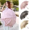 Umbrellas Portable Two-folding Umbrella Black Glue UV Floral Cover Outdoor Protection Rainproof Lace