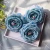 Flores decorativas 10 piezas azul artificial cabeza grande ángel rosas seda falsa para ramos de boda centro de mesa decoración