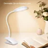 Table Lamps Clip LED Desk Lamp Touch On/off Switch 3 Modes 4250K Eye Protection Reading Dimmer Rechargeable USB