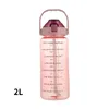 Mugs 2 Liter Outdoor Sports Drinking Bottles with Time Marker Water Bottle with Straw Large Capacity Outdoor Cup Fitness Water Bottle Z0420