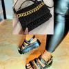 Slippare 2022New Designer de Moda Plataforma Sandlias Sapatos Para As Mulheres Sexy Senhora Corda Slides Sapatos Luxo Cruz Cinta Corrente Chinelos E Sac J230502