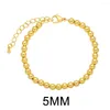 Filo 10 pezzi 3 5 6 8mm braccialetto di perline placcato oro per donna uomo bracciali a catena con perline a sfera rotonda minimalista in rame minimalista