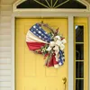 Fleurs décoratives couronnes patriotiques pour porte d'entrée drapeau américain guirlande jour de l'indépendance été