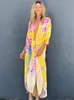 Abiti Tunica stampa bohémien lunghe kimono plus size sexy beach usa abbigliamento 2022 per donne top e camicette camicie A1013