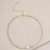 Choker Stonefans Fashion Single Pearl Necklace Jewelry for Women Statement Crystal Stitch Link Collar Accessories