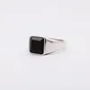 Cluster Ringe quadratisch Onyx Herren Siegelsilber