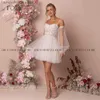 Sukienki imprezowe Adln Odłączona krótka suknia ślubna Mini A-Line Tiul Fairy Bride Sukienka szata de Mariee Custom Made Backless Lace Reception Suknia T230502