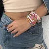 Brin DIEZI Bohème Ethnique Doux Argile Imitation Perle Fleur Bracelet Ensembles Pour Femmes Multicouche Multicolore Perles