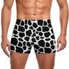 Maillots de bain pour hommes noir et blanc imprimé vache maillot de bain motif taches animaux rester en forme boxeurs de bain grande taille entraînement