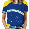 T-shirts pour femmes drapeau du Brésil mode Zip Off épaule haut à manches courtes femmes chemise Brasil brésilien Brasileiro